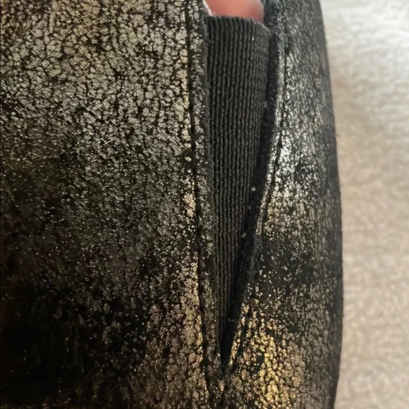 One Teaspoon Black Gold Crackled Metallic Nail Detailing Slip On Mules - Picture 7 of 15